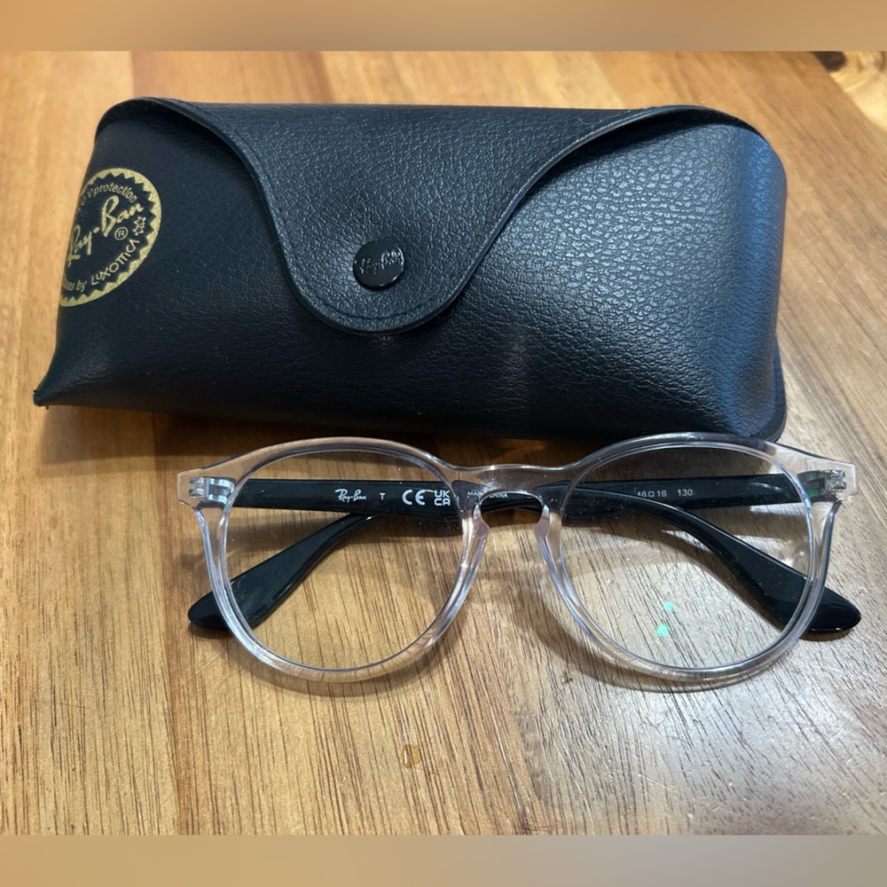 Ray-Ban Eyeglasses Frames ONLY RB 1554 3541 Clear round 46-16-130 w/ Black arms